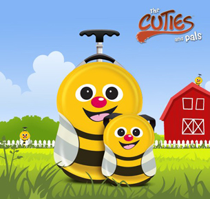 Set CAZBI the Bee - Valiza tip trolley si ghiozdan (rucsac) pentru copii, marca Cuties and Pals